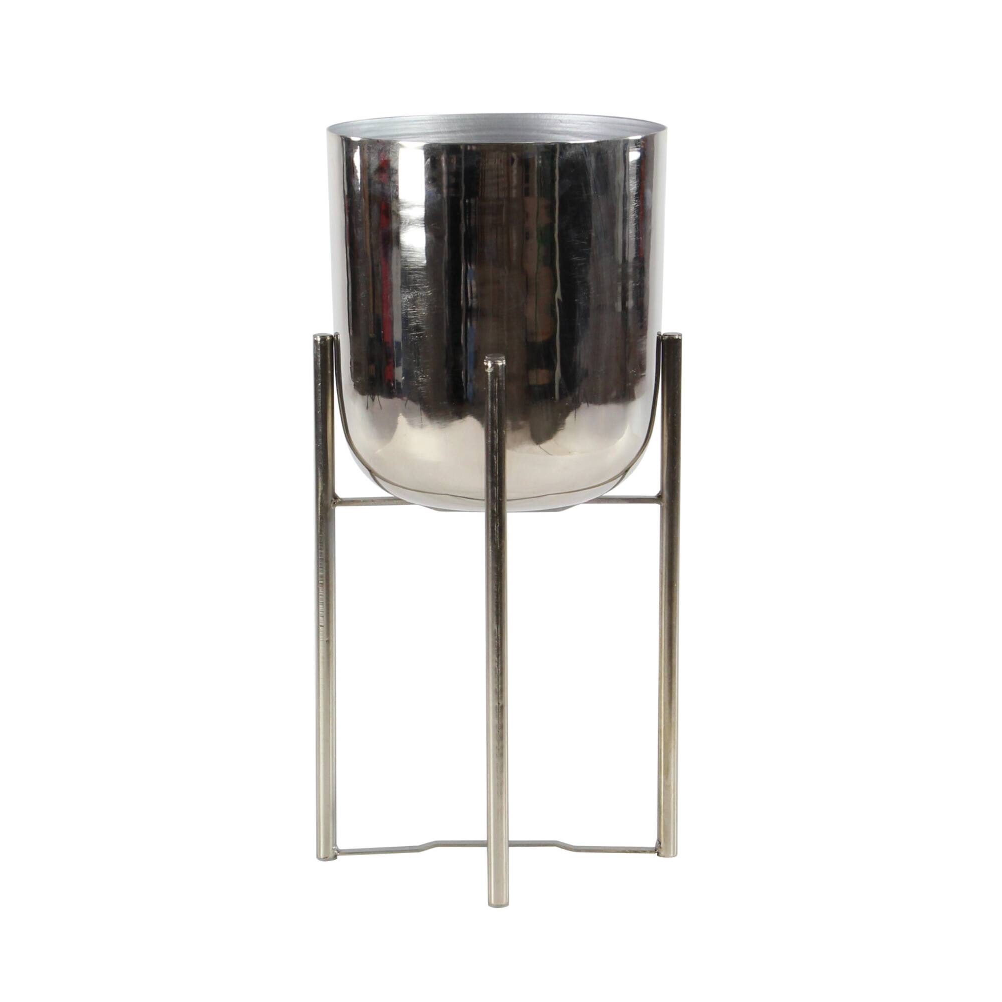Silver Metal Glam Planter Set